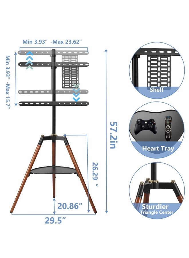 والالا حامل تلفزيون ثلاثي القوائم عالمي، حامل تلفزيون ثلاثي القوائم لشاشة LED LCD مسطحة منحنية مقاس 32-65 بوصة، حامل عرض تلفزيون استوديو قابل لضبط الارتفاع مع دوران 140 درجة لغرفة النوم وغرفة المعيشة وحامل تلفزيون زاوية - Image 3
