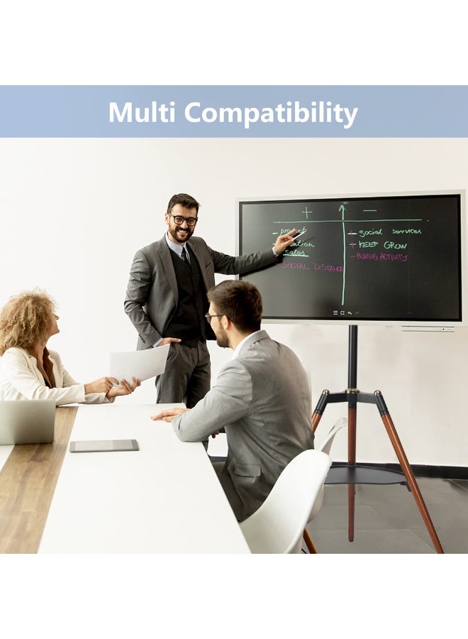 والالا حامل تلفزيون ثلاثي القوائم عالمي، حامل تلفزيون ثلاثي القوائم لشاشة LED LCD مسطحة منحنية مقاس 32-65 بوصة، حامل عرض تلفزيون استوديو قابل لضبط الارتفاع مع دوران 140 درجة لغرفة النوم وغرفة المعيشة وحامل تلفزيون زاوية - Image 2