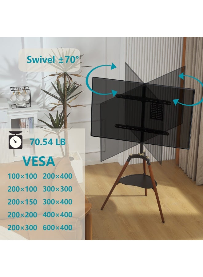 والالا حامل تلفزيون ثلاثي القوائم عالمي، حامل تلفزيون ثلاثي القوائم لشاشة LED LCD مسطحة منحنية مقاس 32-65 بوصة، حامل عرض تلفزيون استوديو قابل لضبط الارتفاع مع دوران 140 درجة لغرفة النوم وغرفة المعيشة وحامل تلفزيون زاوية - Image 5