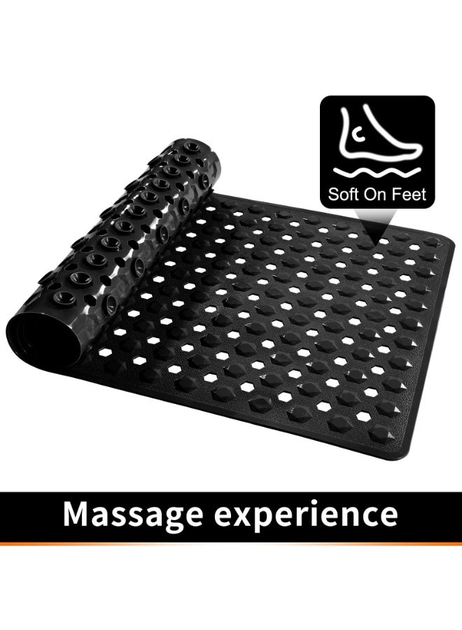 Bukela Bath Tub Mat Non Slip, 88 x 40 cm Long Shower Mat, Machine Washable Bathmat with Drain Holes and Suction Cups, Soft on Feet, Bathroom Essentials, Black - Image 4