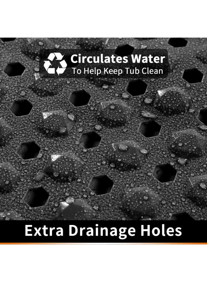 Bukela Bath Tub Mat Non Slip, 88 x 40 cm Long Shower Mat, Machine Washable Bathmat with Drain Holes and Suction Cups, Soft on Feet, Bathroom Essentials, Black - Image 3