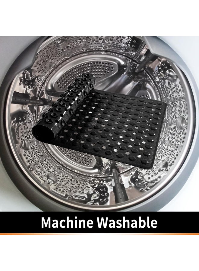 Bukela Bath Tub Mat Non Slip, 88 x 40 cm Long Shower Mat, Machine Washable Bathmat with Drain Holes and Suction Cups, Soft on Feet, Bathroom Essentials, Black - Image 5