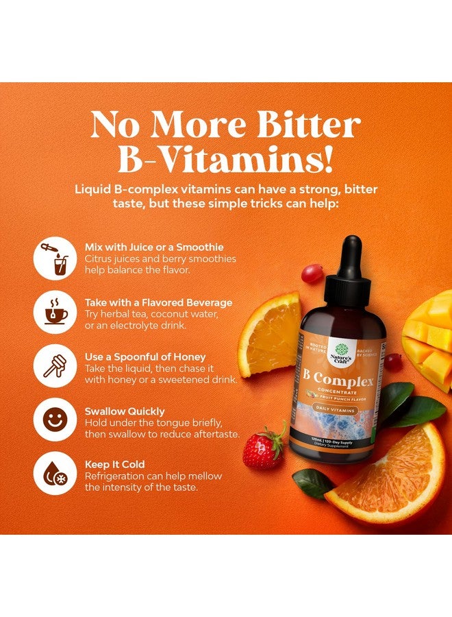 Natures Craft Vegan Vitamin B Complex Liquid - 9-in-1 Liquid B Complex Vitamins for Women & Men with B1 B2 B3 B5 B6 B7 Folate Methyl B12 Plus Vitamin C - Super Concentrated Non GMO & Naturally Flavored (120svg) - Image 3