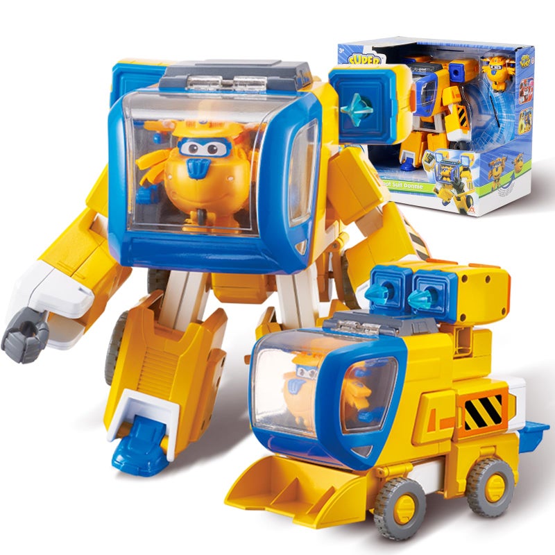 Super Wings Transformable Toys 7 in Donnie Super Mecha Equipment Robot 2 in Transforming Suit 3in1 Airplane Robot Cars Figures Vehicles Toys for Kids Age 3 4 5 6 7 Year Old Boys - Image 3
