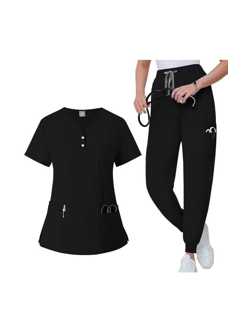 Summer thin elastic quick dry cleaning hand clothes, doctor's surgical clothes, brush hand clothes, nurse's clothes, work clothes, women's suits ﻿ - Image 1