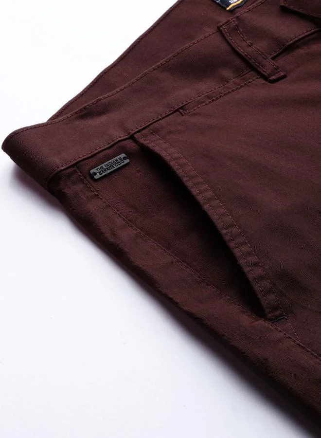 The Indian Garage Co Burgundy Men Burgundy Slim Fit Cargo Joggers for Men | Best Price UAE