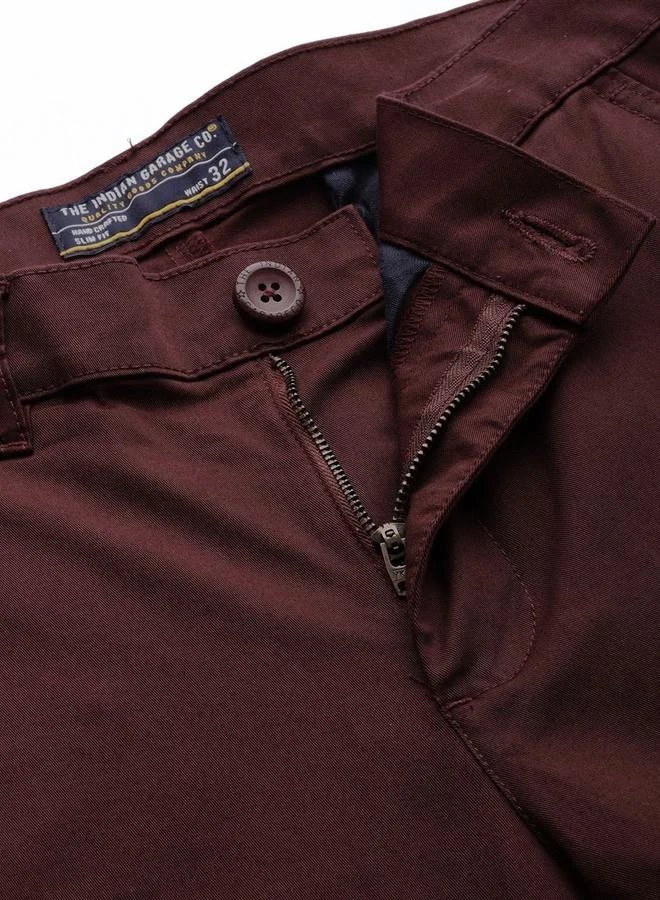 The Indian Garage Co Burgundy Men Burgundy Slim Fit Cargo Joggers for Men | Best Price UAE