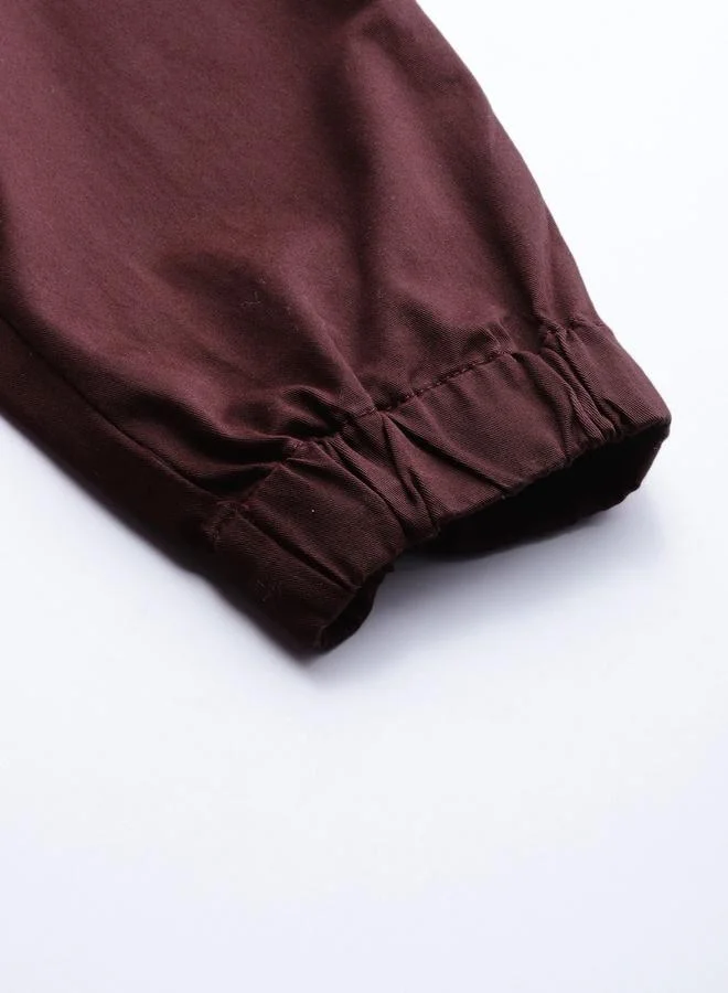 The Indian Garage Co Burgundy Men Burgundy Slim Fit Cargo Joggers for Men | Best Price UAE