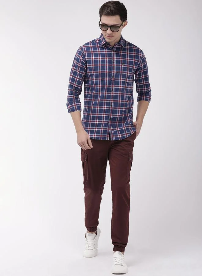 The Indian Garage Co Burgundy Men Burgundy Slim Fit Cargo Joggers for Men | Best Price UAE