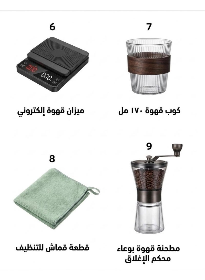 تشوكسيلو مجموعة V60 تقطير القهوة احترافية بكج من مكون من 15 قطعة اداوت قهوة مختصة للأستخدام للسفر والرحلات والمنزل مع مريلة بريستا و شنطة راقية هدية - Image 5