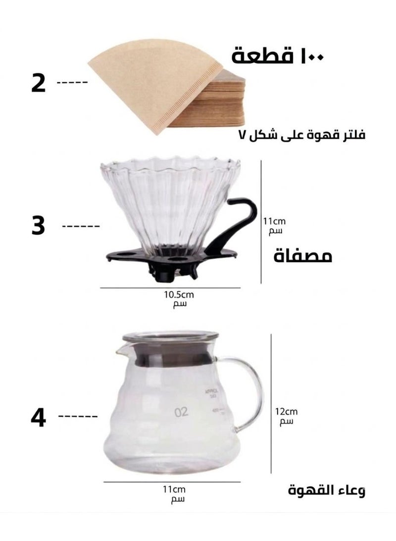 تشوكسيلو مجموعة V60 تقطير القهوة احترافية بكج من مكون من 15 قطعة اداوت قهوة مختصة للأستخدام للسفر والرحلات والمنزل مع مريلة بريستا و شنطة راقية هدية - Image 3