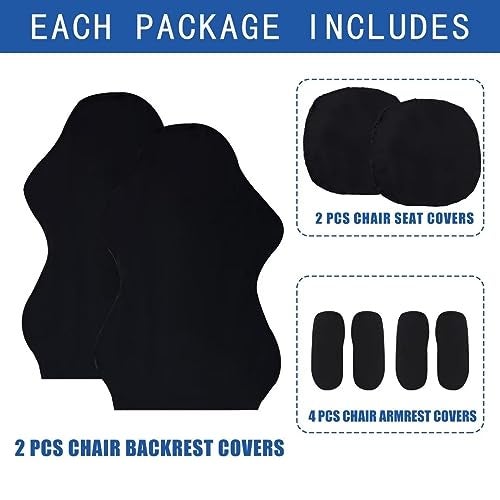 SARAFLORA 2 Pack Gaming Chair Cover, Stretchable Computer Chairs Cover Removable Office Chair Cover for Armchair, Swivel Chair, Computer Boss Chairs, Spandex Chair Slipcovers, Black - Image 3