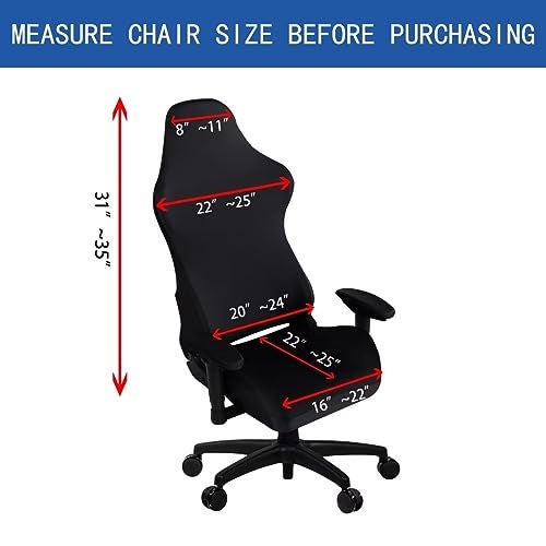 SARAFLORA 2 Pack Gaming Chair Cover, Stretchable Computer Chairs Cover Removable Office Chair Cover for Armchair, Swivel Chair, Computer Boss Chairs, Spandex Chair Slipcovers, Black - Image 2