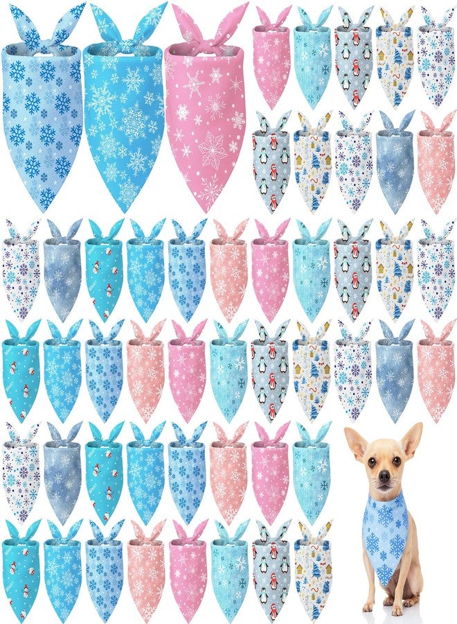 ويووداي مجموعة ويووداي من 50 قطعة من أوشحة الشتاء للكلاب والقطط، أوشحة مثلثة ناعمة مزينة برسومات ندفة الثلج، وشاح قابل للتعديل للحيوانات الأليفة الصغيرة والمتوسطة والكبيرة، زي شتوي (25.6 × 17.7 × 17.7 بوصة). - Image 1