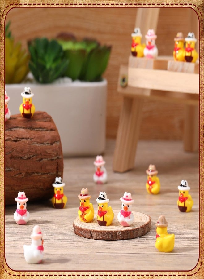 GGSTDDUP 96 Pcs Mini Resin Ducks, Miniature Cowboy Ducks Mini Cowboy Duck Figurines for Kids Baby Shower DIY Cake Decoration Ornaments Crafts Moss Landscape - Image 3