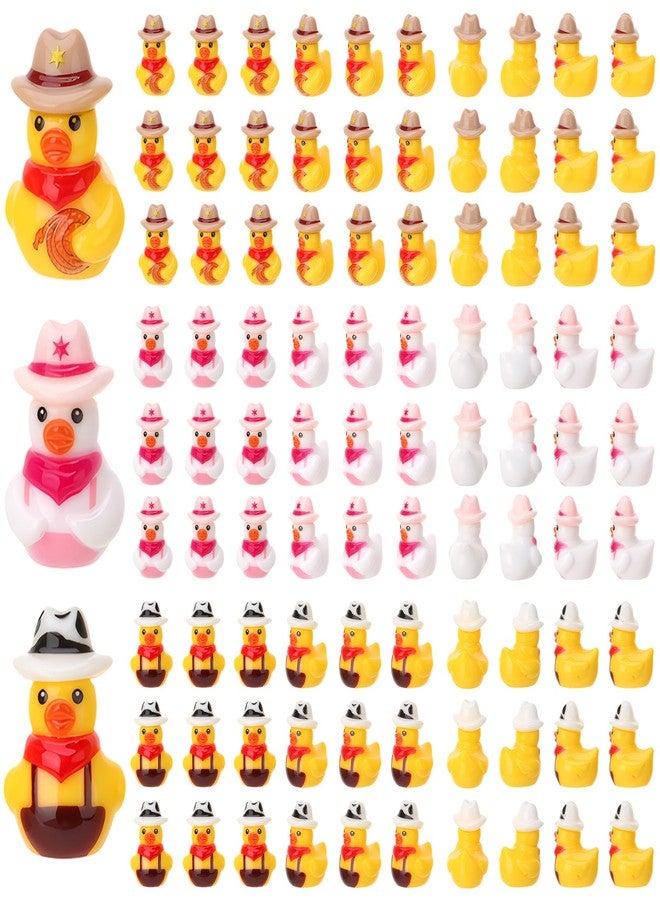 GGSTDDUP 96 Pcs Mini Resin Ducks, Miniature Cowboy Ducks Mini Cowboy Duck Figurines for Kids Baby Shower DIY Cake Decoration Ornaments Crafts Moss Landscape - Image 1