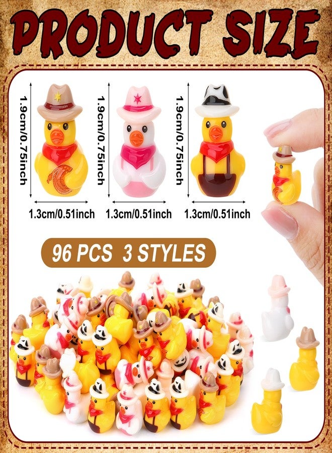 GGSTDDUP 96 Pcs Mini Resin Ducks, Miniature Cowboy Ducks Mini Cowboy Duck Figurines for Kids Baby Shower DIY Cake Decoration Ornaments Crafts Moss Landscape - Image 2