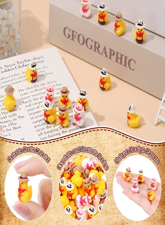 GGSTDDUP 96 Pcs Mini Resin Ducks, Miniature Cowboy Ducks Mini Cowboy Duck Figurines for Kids Baby Shower DIY Cake Decoration Ornaments Crafts Moss Landscape - Image 5