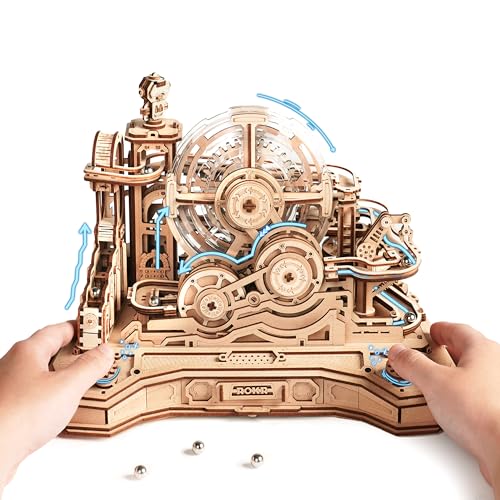 ROKR 3D Wooden Puzzles for Adults Miniature Marble Run Building ToysDIY Pinball Machine Model KitsGear Ball Challenge EGC01 - Image 1