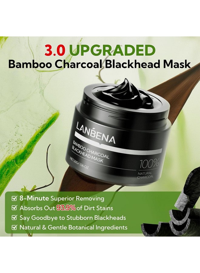 لان بينا قناع إزالة الرؤوس السوداء بالفحم الخيزراني المُحسّن 2.0 من LANBENA، 60 شريطًا للأنف، قناع قابل للتقشير، منظف للمسام والرؤوس البيضاء، منظف للأنف بنكهة الفراولة، تنظيف عميق لجميع أنواع البشرة، 30 جم/1.05 أونصة - Image 4