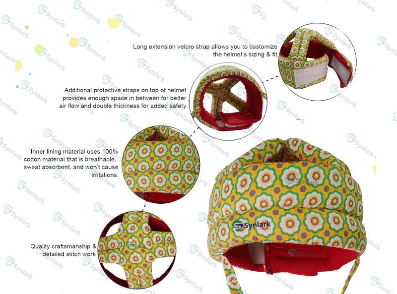 Synlark Baby Safety Helmet, Head Guard & Baby Head Protector for Walking & Crawling for Infants,Kids & Toddlers (Dot-Yellow) - Image 2