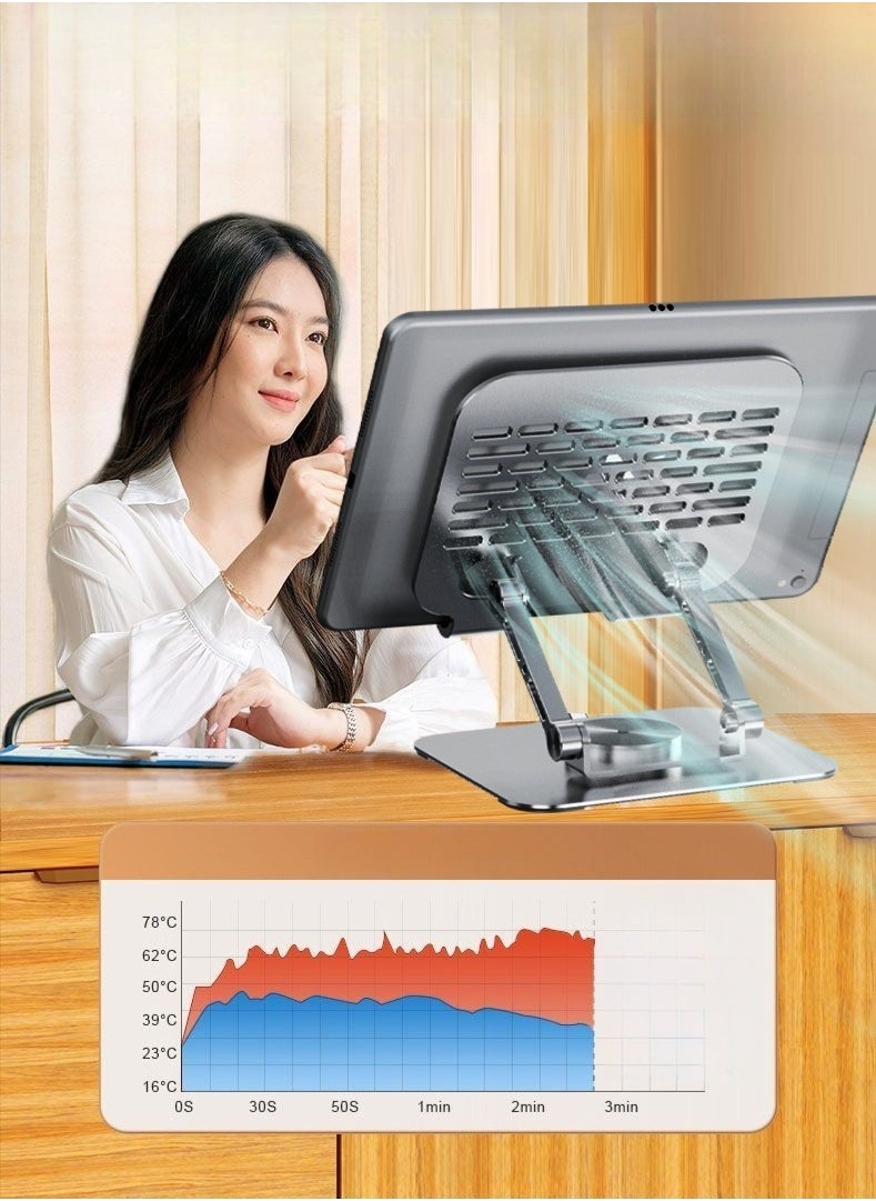 Generic 360° Rotating Base Aluminum Dual Rod Support Adjustable Home Office Accessories Compatible for iPad Pro 13 12 11 Air Mini 5 4 3 Phone E-Reader  - Image 4