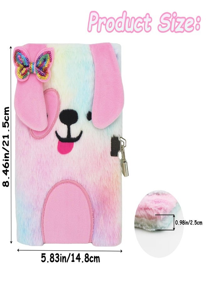 YankMooM Dog Diary with Lock for Girls, Pink Secret Journal for Kids Hardcover Fluffy Tie-Dye Notebook Gift for Writing and Drawing - Image 5