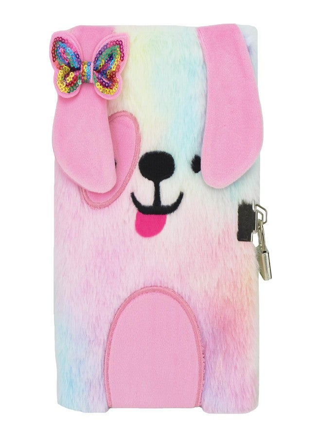 YankMooM Dog Diary with Lock for Girls, Pink Secret Journal for Kids Hardcover Fluffy Tie-Dye Notebook Gift for Writing and Drawing - Image 1