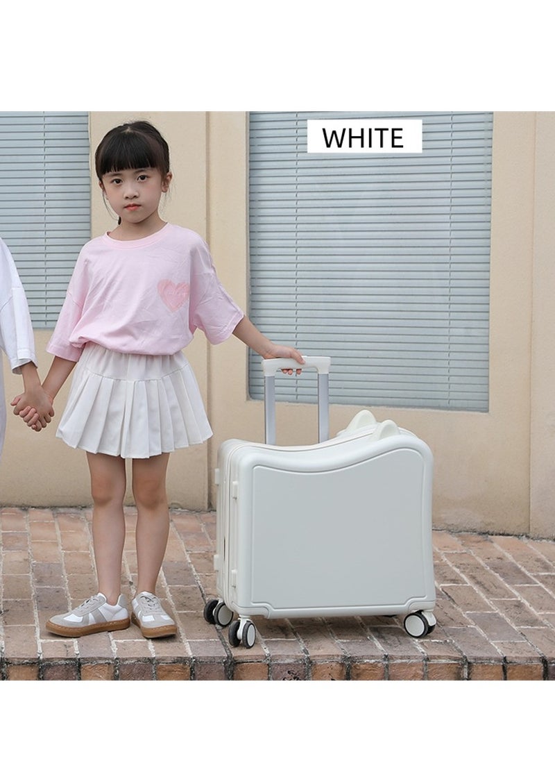 Generic Carry-On Luggage 20 Inch, Kids Cycling Luggage Travel Suitcase with Spinner Wheels and Combination Lock, Children’s Travel Trolley Bag Hardside Trolley Case for Boys Girls (White-20 Inch)  - Image 1