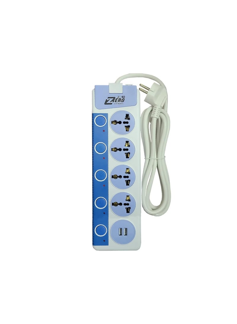 زيرو مشترك كهرباء 4 مداخل و2 مدخل يو اس بى Z40 متعدد الألوان - Image 1