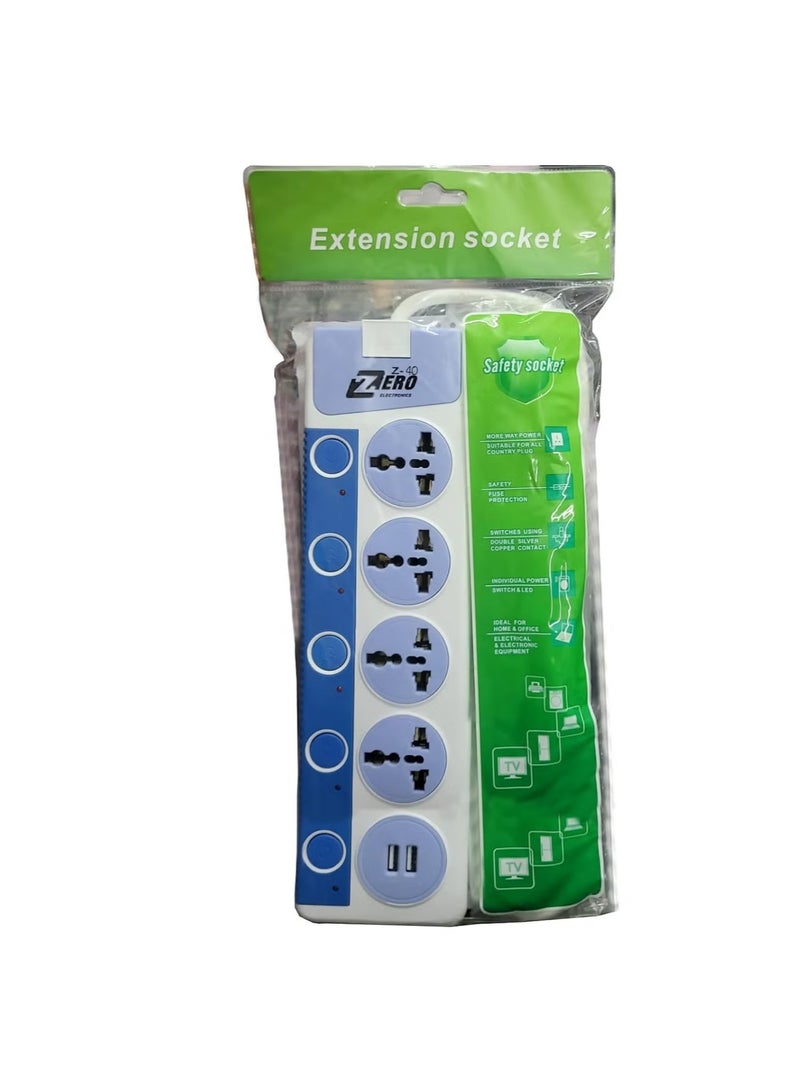 زيرو مشترك كهرباء 4 مداخل و2 مدخل يو اس بى Z40 متعدد الألوان - Image 2