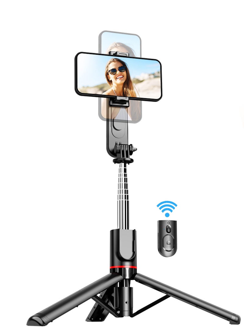 SYOSI Stable Selfie Stick Tripod with Fill Light, Portable 44 Inch Extendable Selfie Stick with Bluetooth Wireless Remote and Travel Tripod Stand 360 Rotation, for iPhone 15/14/13 Pro/XS Max Smartphone - Image 1