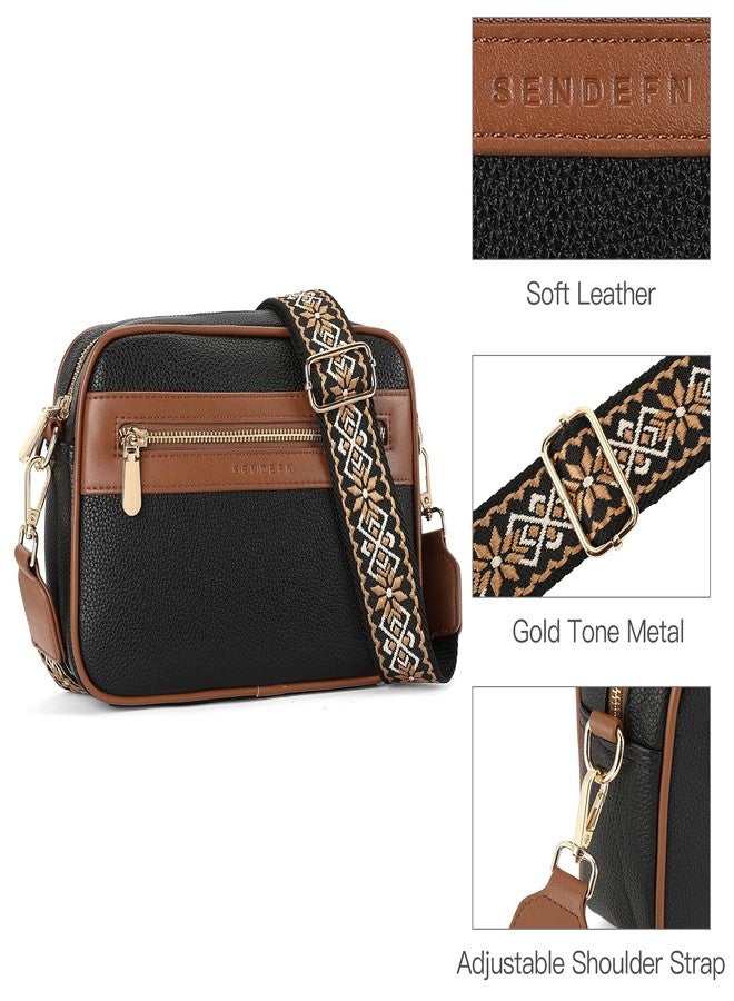 SENDEFN Small Crossbody Purse for Women Multi Pocket Purses Soft Leather Shoulder Handbags with Wide Strap - Image 4