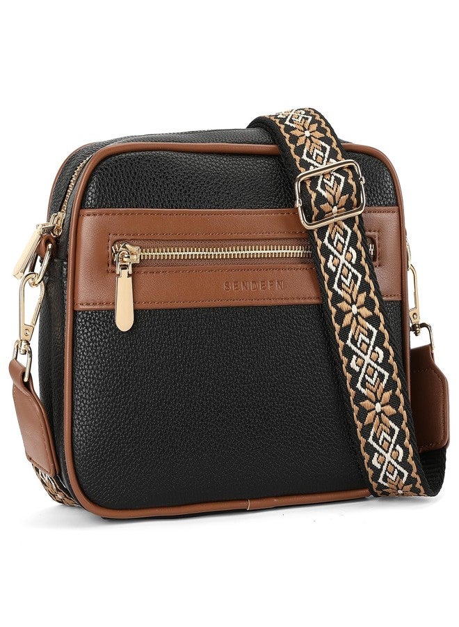 SENDEFN Small Crossbody Purse for Women Multi Pocket Purses Soft Leather Shoulder Handbags with Wide Strap - Image 1