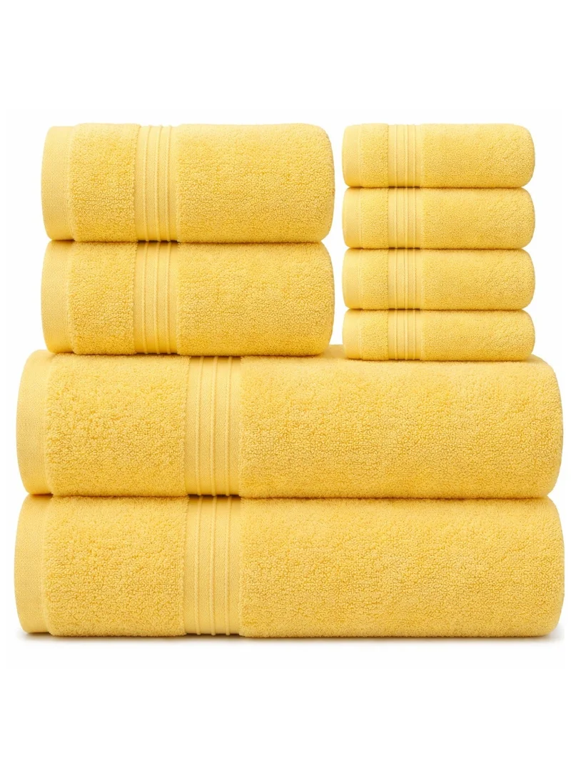 بليس كاسا Bliss Casa - 8 Pieces Towel Set - 2 Bath Towels, 2 Hand Towels, and 4 Washcloths, 600 GSM Ring Spun Cotton Highly Absorbent Towels for Bathroom, Shower Towel