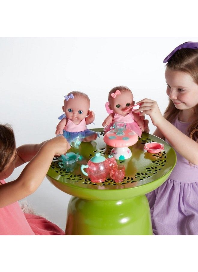 JC TOYS Lil Cutesies Twin 8.5" All Vinyl Dolls And Fairy Tea Set ; Posable And Washable ; Removable Outfits ; Twin Dolls And Tea Accessories Ages 2+  - Image 3