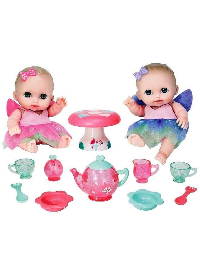 JC TOYS Lil Cutesies Twin 8.5" All Vinyl Dolls And Fairy Tea Set ; Posable And Washable ; Removable Outfits ; Twin Dolls And Tea Accessories Ages 2+  - Image 2