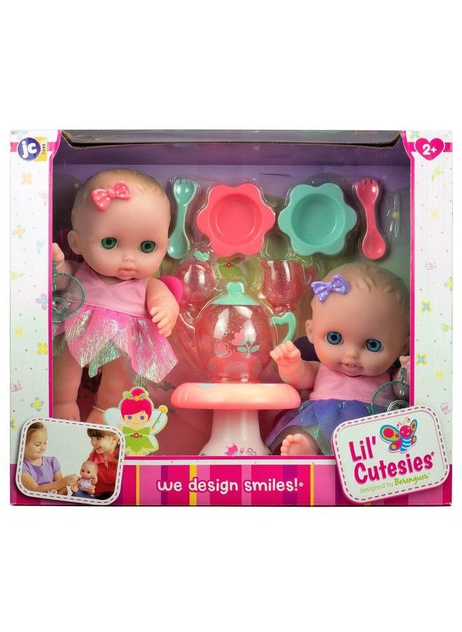 JC TOYS Lil Cutesies Twin 8.5" All Vinyl Dolls And Fairy Tea Set ; Posable And Washable ; Removable Outfits ; Twin Dolls And Tea Accessories Ages 2+  - Image 4