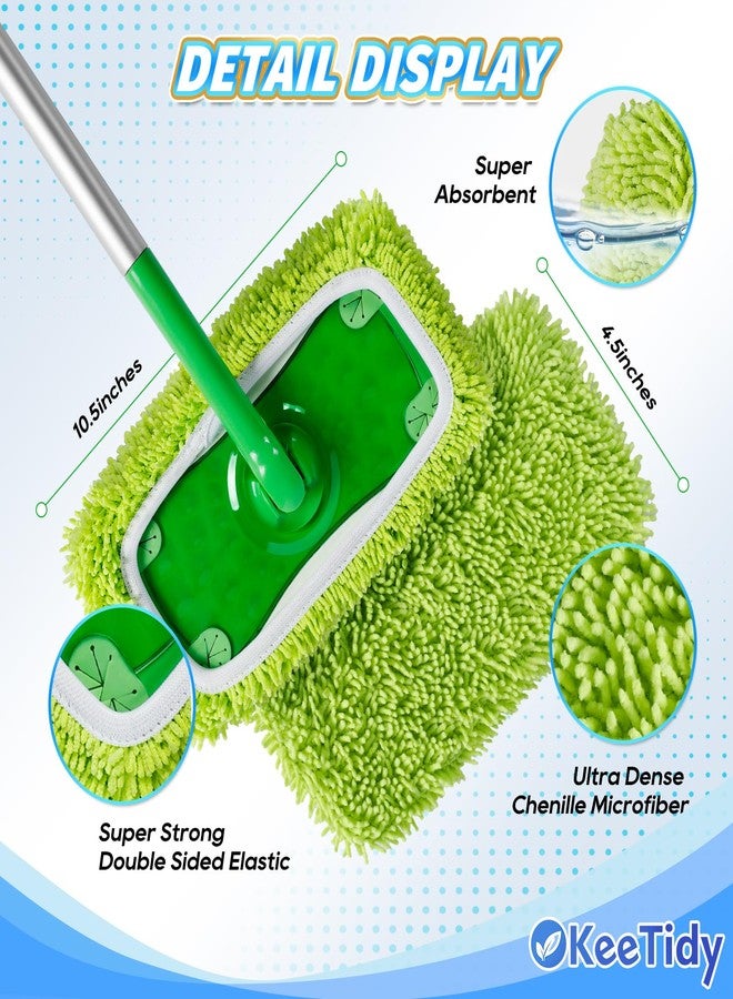 KeeTidy Reusable Mop Pads Compatible with Swiffer Sweeper Mops, 3 Pack 12 Inch Washable Microfiber Wet Pads Refills Dry Sweeping Cloths Heavy Duty Mop Head Replacement for Wet Dry Floor Cleaning, Green - Image 3