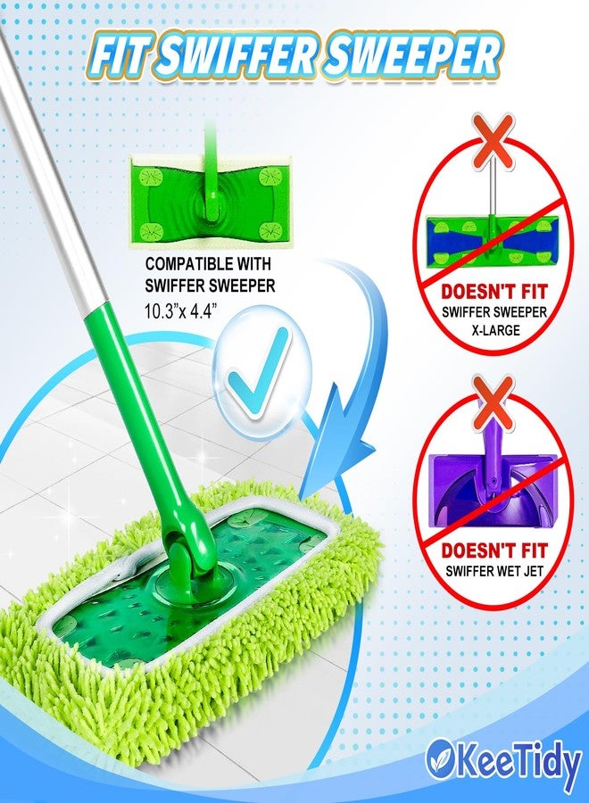 KeeTidy Reusable Mop Pads Compatible with Swiffer Sweeper Mops, 3 Pack 12 Inch Washable Microfiber Wet Pads Refills Dry Sweeping Cloths Heavy Duty Mop Head Replacement for Wet Dry Floor Cleaning, Green - Image 2