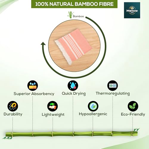 MELLOW 100% Bamboo Large Bath Towel for Women & Men | Ultra Soft, Premium Absorbent, Lightweight, Quick Dry Towel, Travel, Gym, Beach, Pool, and Yoga | 30 * 60 Inches (Set of 1, Peach Pearl) 250 TC - Image 3