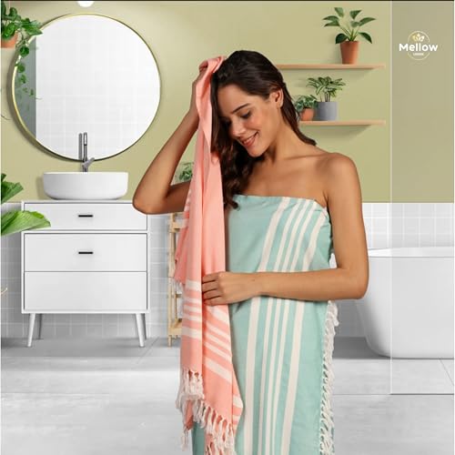 MELLOW 100% Bamboo Large Bath Towel for Women & Men | Ultra Soft, Premium Absorbent, Lightweight, Quick Dry Towel, Travel, Gym, Beach, Pool, and Yoga | 30 * 60 Inches (Set of 1, Peach Pearl) 250 TC - Image 5