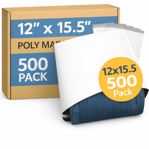MR.OSLO Poly Mailers 12x15.5 (500 Pack) – 12x15 Polymailers Shipping Bags, Self-Sealing Mailing Envelopes – 2.5 Mil. Made in Canada - Image 1