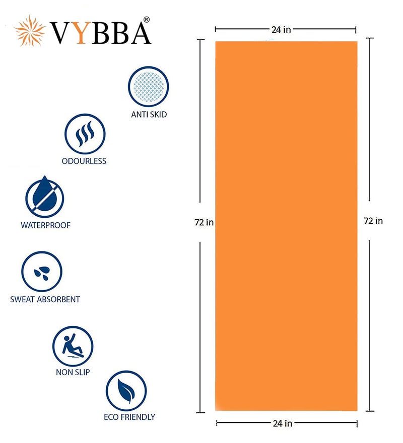 VYBBA 6 MM 100% EVA Yoga Mat with Bag Cover for Gym Workout and Yoga Exercise Odour free Anti-Slip Yoga Mat for Men & Women Fitness Orange - Image 4