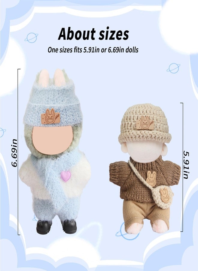 Digabi 8-Piece Handcrafted Crochet Doll Clothes - 17cm Clothes Set(NO Doll), Hand Crocheted Hat, Sweaters, Bag, Cute Clothes for Dress up Unique Style - Image 2