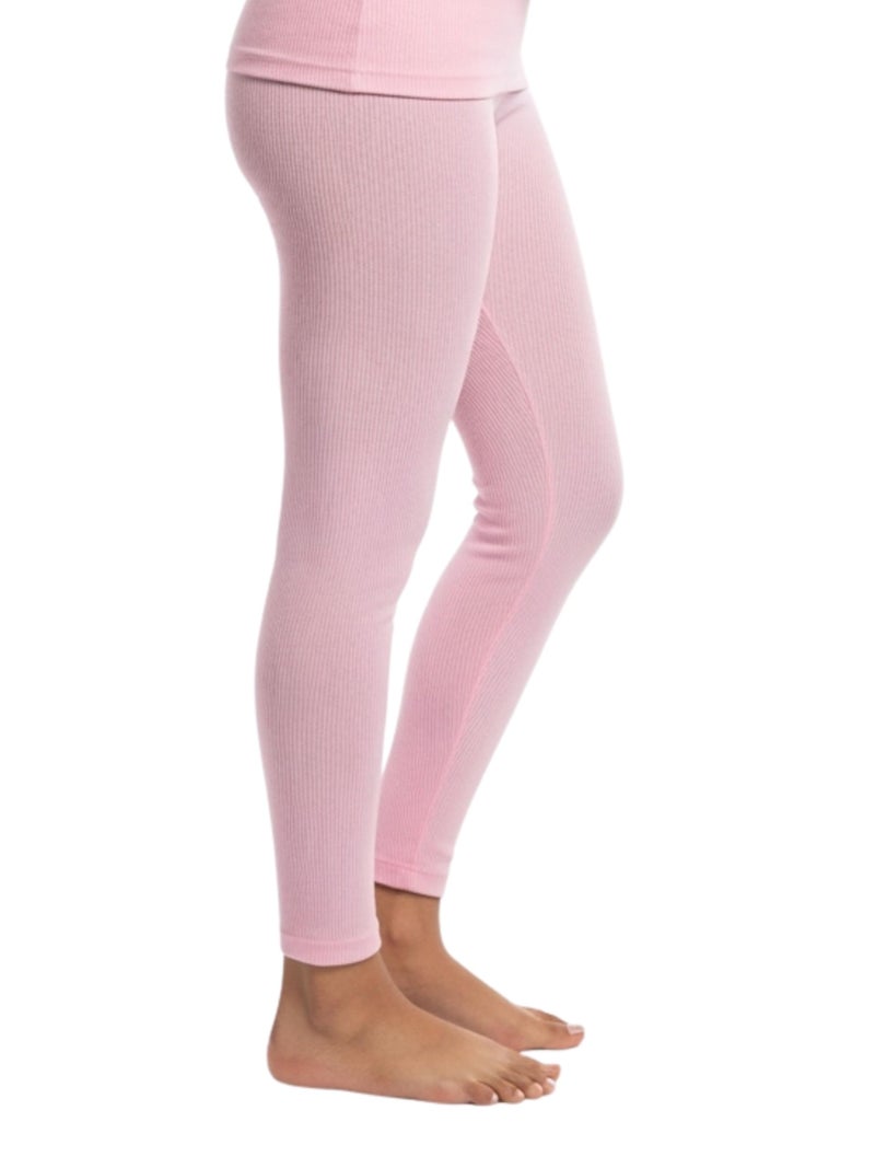 DChica Essentials Thermal Wear Bottom for Women, Winter Inner Wear, High Waist Thermal Leggings, Regular Fit Pants for Young Ladies, Cotton Blend, Pack of 1 (Color_Pink) - Image 5