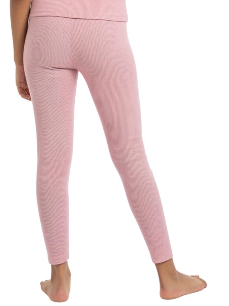 DChica Essentials Thermal Wear Bottom for Women, Winter Inner Wear, High Waist Thermal Leggings, Regular Fit Pants for Young Ladies, Cotton Blend, Pack of 1 (Color_Pink) - Image 3
