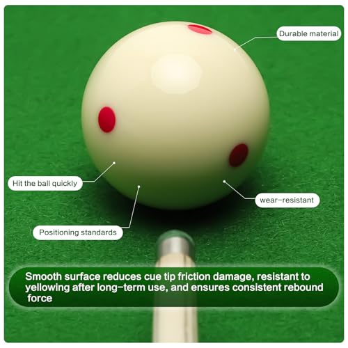 VIBRANTIA Pro-Cue Ball 2-1/4" - Professional Training Pool Billiard Ball, White Cue Ball with 6 Red Dots,High-Impact Resin, Tournament Standard - Image 4