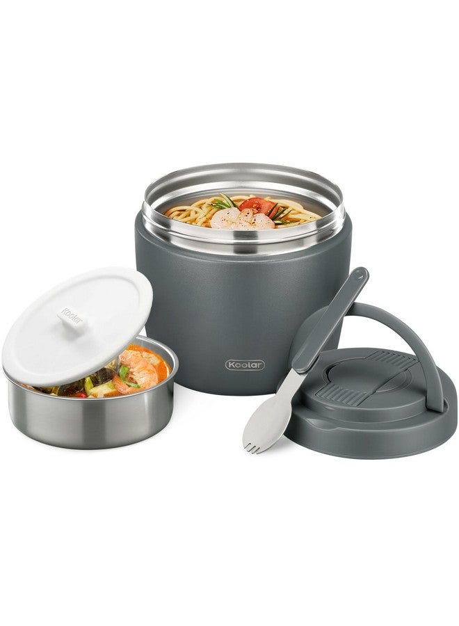 ITSLIFE Soup Thermo for Hot Food Adults 32OZ Lunch Containers Wide Mouth Hot Food Jar Vacuum Insulated Stainless Steel Bento Box Leakproof with Spoon (Grey) - Image 1