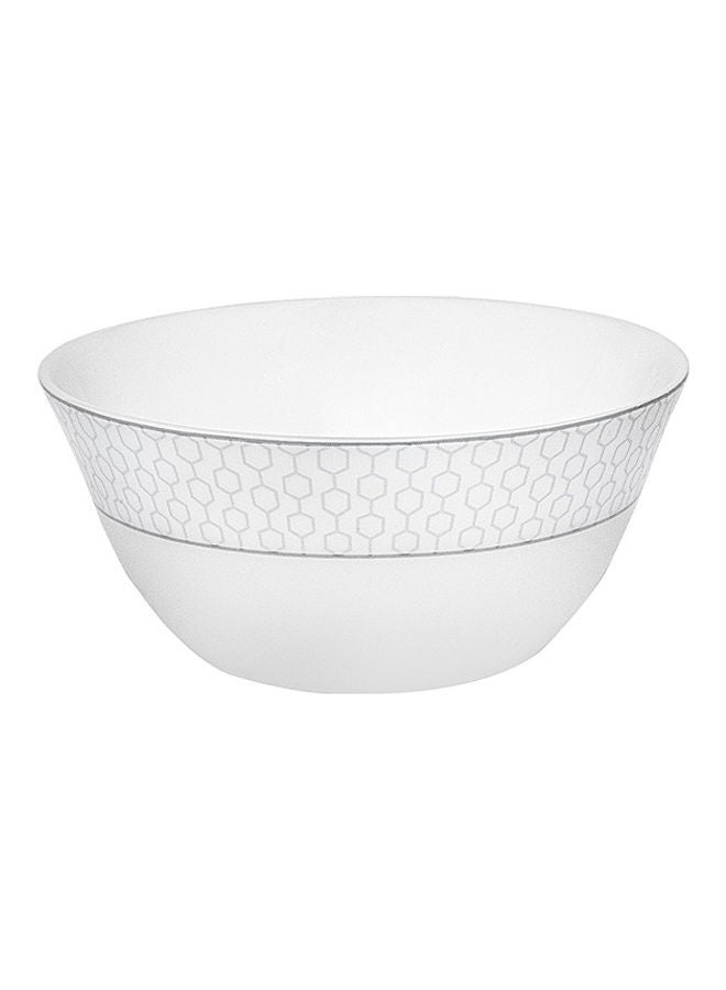 Royalford Velvett Collection 100mm Stella White Salad Bowl Premium-Quality Opalware Light-Weight and Food-Grade Bowl with Elegant Hexagonal Design White 100mm - Image 1